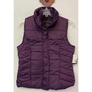 Outer Edge Womens Large Purple Zip-Up Quilted Collared Puffer Vest NWT! M144